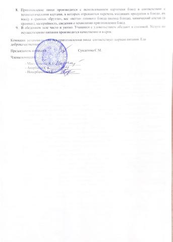АКТ №3 проверки школьной столовой бракеражной комиссией